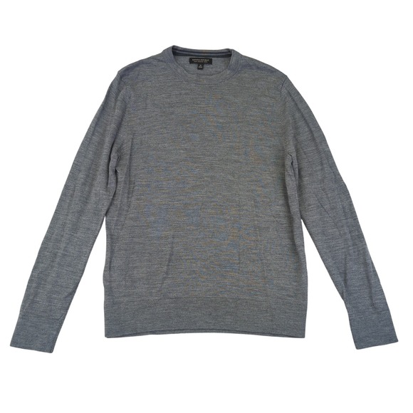 Banana Republic Mens Sweater 100% Merino Wool Gray Crew Neck Lightweight Medium - Picture 1 of 9